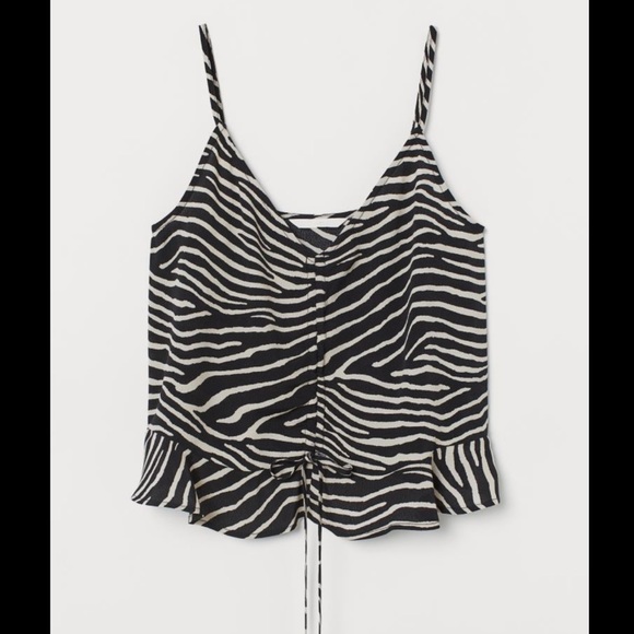 H&M Tops - H&M Zebra Striped Cinched Waist Cropped Tank Top, Size 6